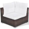  10-részes barna polyrattan kerti bútorszett párnákkal