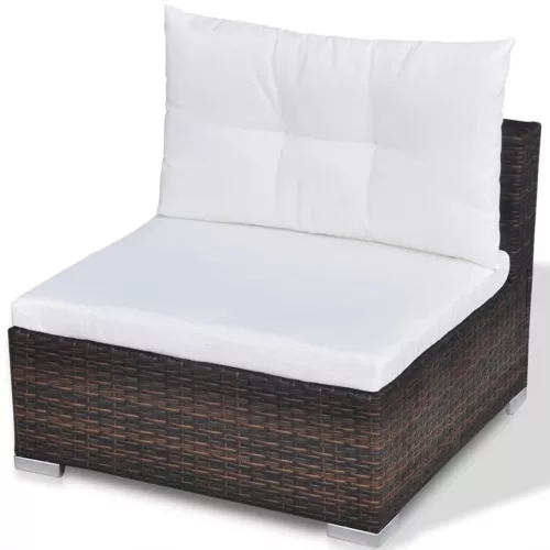  10-részes barna polyrattan kerti bútorszett párnákkal