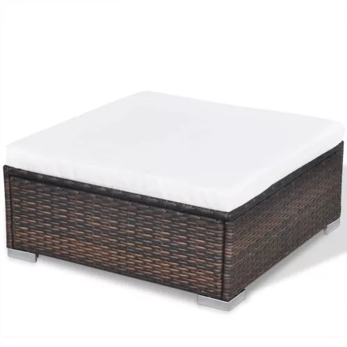  10-részes barna polyrattan kerti bútorszett párnákkal
