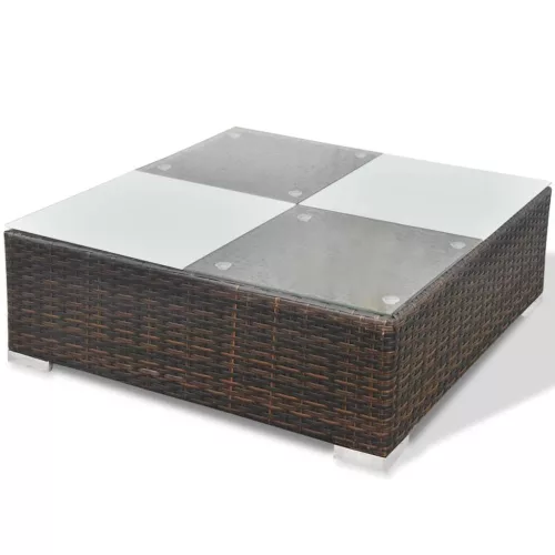  10-részes barna polyrattan kerti bútorszett párnákkal