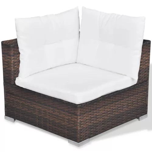  10-részes barna polyrattan kerti bútorszett párnákkal