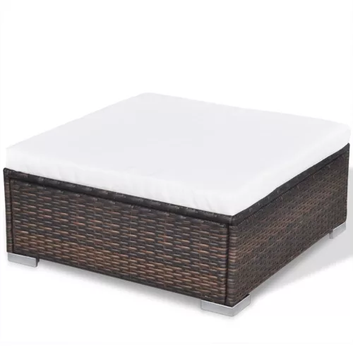  10-részes barna polyrattan kerti bútorszett párnákkal