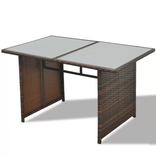  10-részes barna polyrattan kerti bútorszett párnákkal