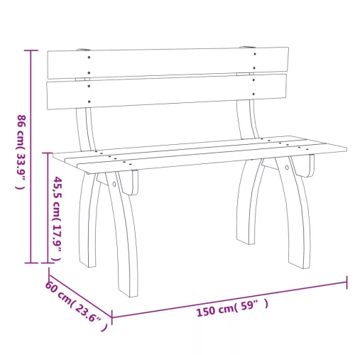  impregnált fenyőfa kerti pad 150 cm