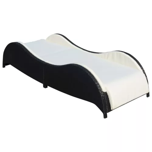  fekete polyrattan napozóágy párnával