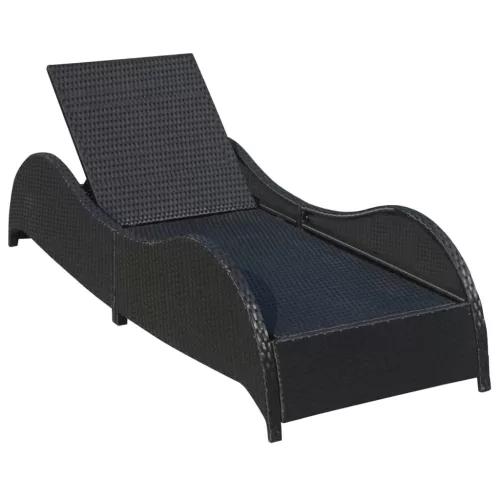  fekete polyrattan napozóágy párnával
