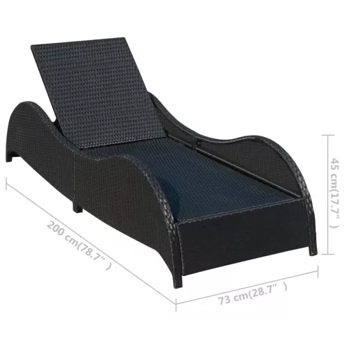  fekete polyrattan napozóágy párnával