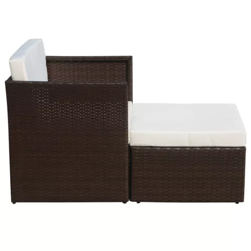  barna kerti polyrattan szék zsámollyal 