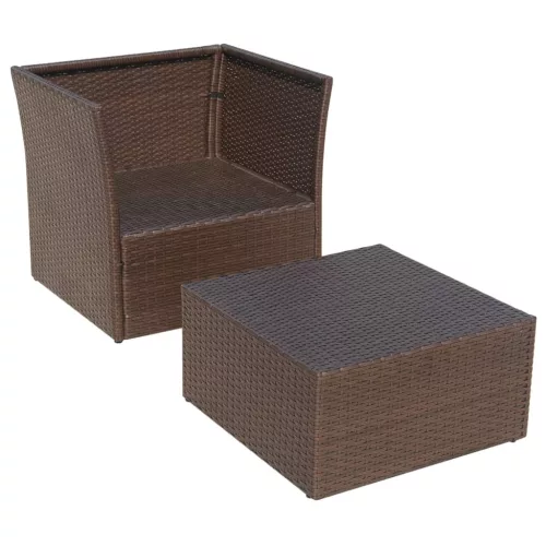  barna kerti polyrattan szék zsámollyal 