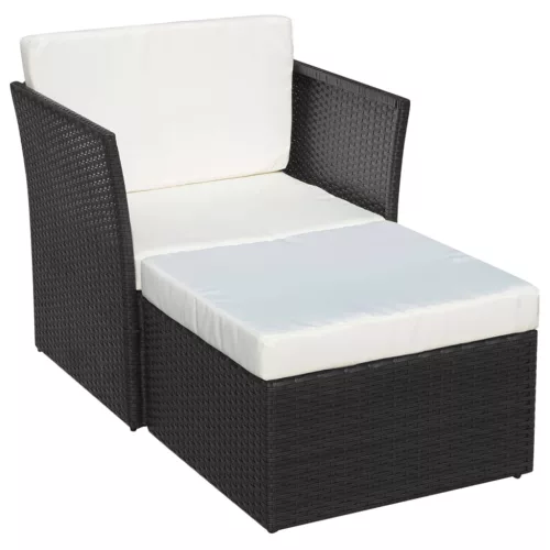  fekete kerti polyrattan szék zsámollyal 