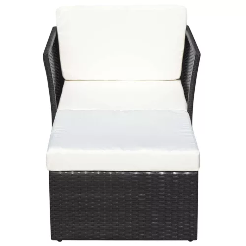  fekete kerti polyrattan szék zsámollyal 