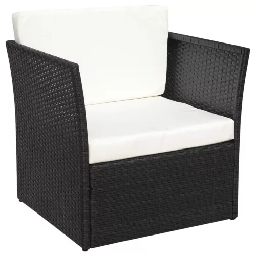  fekete kerti polyrattan szék zsámollyal 