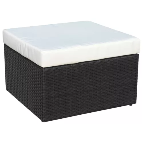  fekete kerti polyrattan szék zsámollyal 
