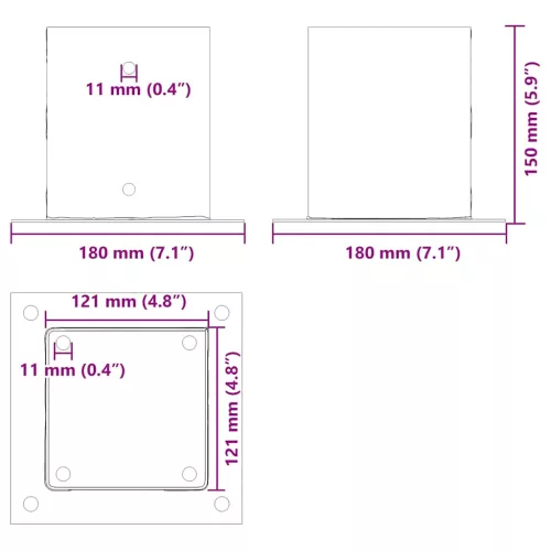  12 db horganyzott acélból oszlopalapok négyzet alakúak