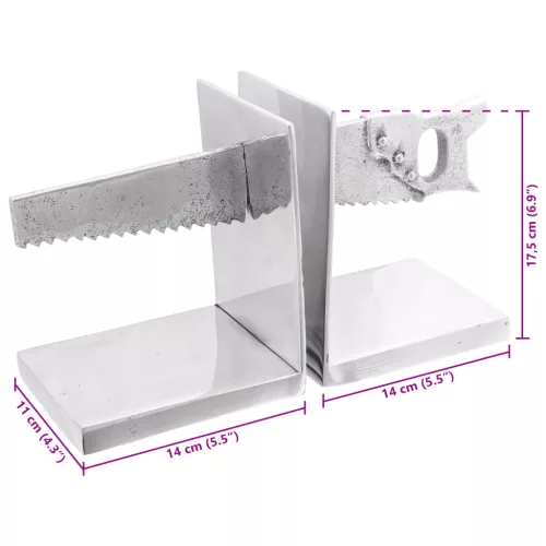  Könyvtámaszok 2 db Ezüst 11x14x17,5 cm Alumínium Fűrészelve