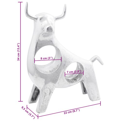  Bika Szobor Ezüst 22x9,5x34 cm Alumínium