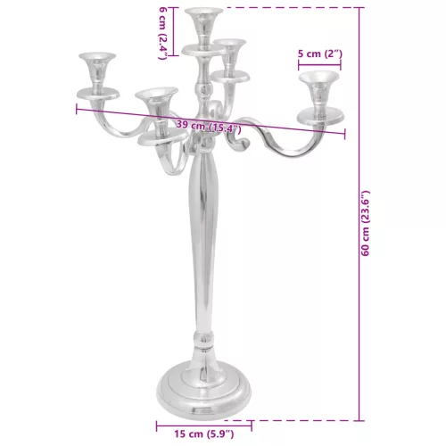  Gyertyatartó Ezüst 39x39x60 cm Alumínium