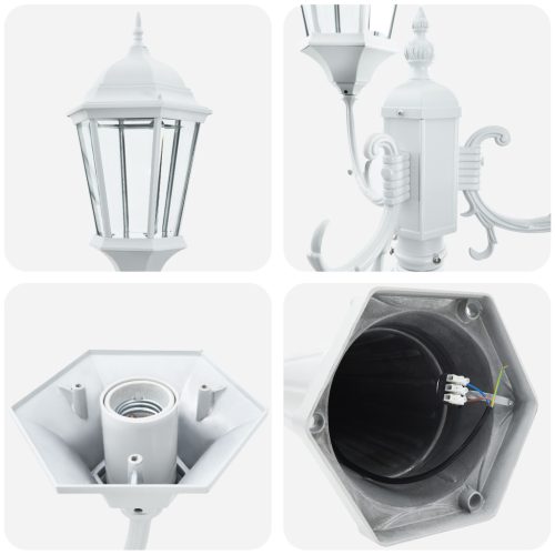  Kerti Lámpaoszlop 3-Lámpás E27 Fehér 235 cm Alumínium