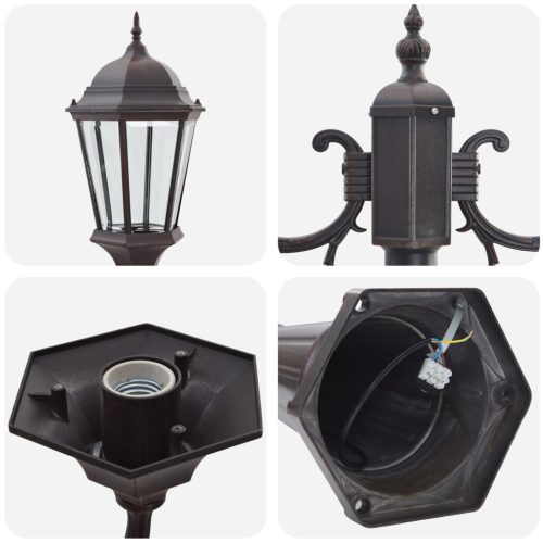  Kerti Lámpaoszlop 2-Lámpás E27 Bronz 235 cm Alumínium