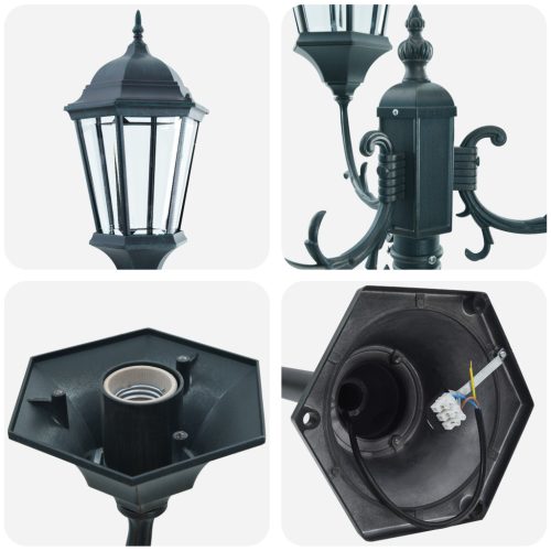  Kerti Lámpaoszlop 3-Lámpás E27 Zöld 220 cm Alumínium