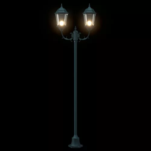  Kerti lámpa oszlop 2-lámpás E27 Zöld 220 cm Alumínium