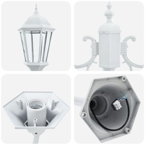  Kerti Lámpaoszlop 2-Lámpás E27 Fehér 220 cm Alumínium