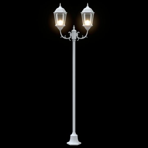  Kerti Lámpaoszlop 2-Lámpás E27 Fehér 220 cm Alumínium