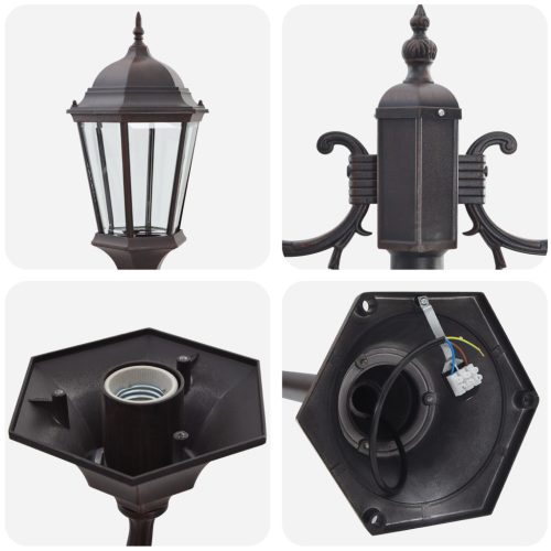  Kert Világítóoszlop 2-Lámpás E27 Bronz 220 cm Alumínium