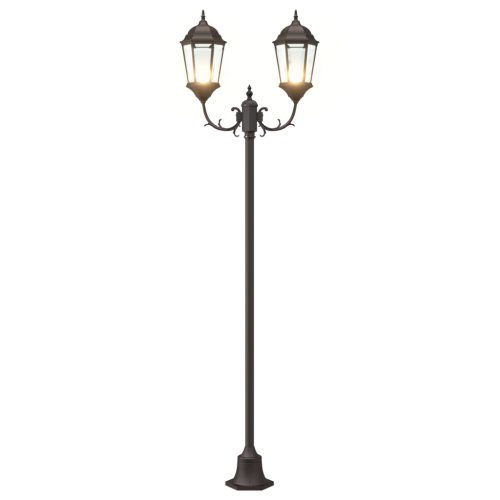  Kert Világítóoszlop 2-Lámpás E27 Bronz 220 cm Alumínium