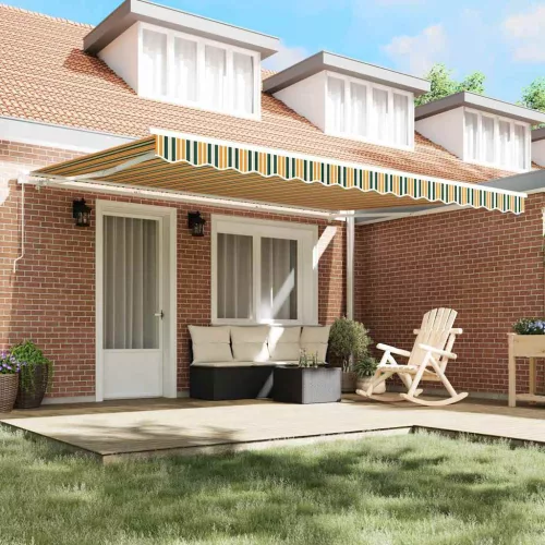  Napellenző ponyva Zöld és sárga 4,5 × 3,5 m Poliészter