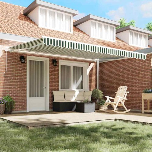  Napellenző ponyva Zöld és Fehér 430 x 295 cm Poliészter