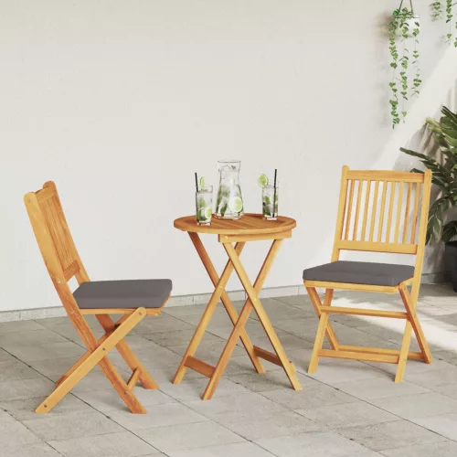  Összecsukható Kertiszékek Szürke Párnával 2db Tölgyfából