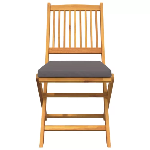  Összecsukható Kertiszékek Szürke Párnával 2db Tölgyfából