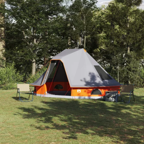  családi tipi sátor szürke és narancs 6 fős vízálló