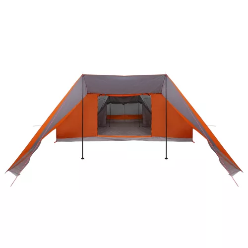  Családi sátor kiterjesztett tornáccal, Szürke és narancs, 12 fős, vízálló