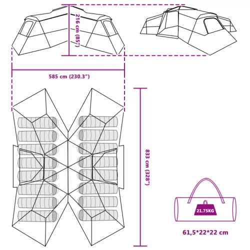  Sátor Szürke és narancssárga Nagy Poliészter és üvegszál