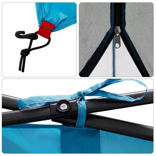  Sátor tetővel Egyéb légi szellőzőnyílással Állítható Kék és Fekete 303 x 303 cm