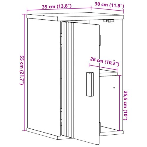  Fürdőszobai Tároló Szekrény 35x30x55 cm Tömör Fenyőfa