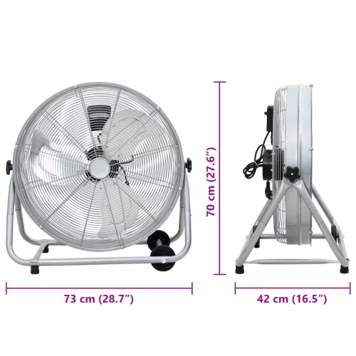  Kerek Ventilátor Kerekekkel 3 Sebességes Ezüst Φ64 cm