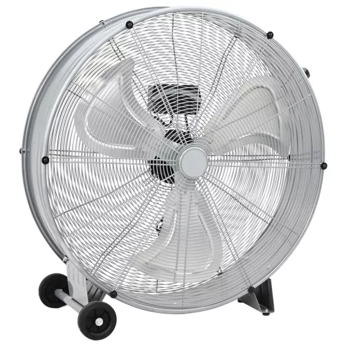  Kerek Ventilátor Kerekekkel, 3 Sebességgel, Ezüst, Φ77 cm