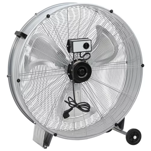  Kerek Ventilátor Kerekekkel, 3 Sebességgel, Ezüst, Φ77 cm