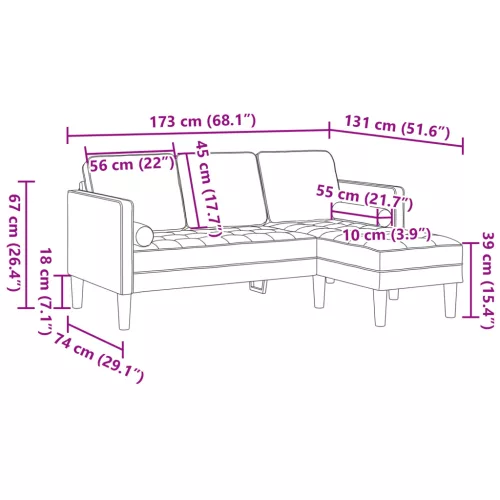  3-Fős Sarokkanapé Világosszürke 160 cm-es Szövet