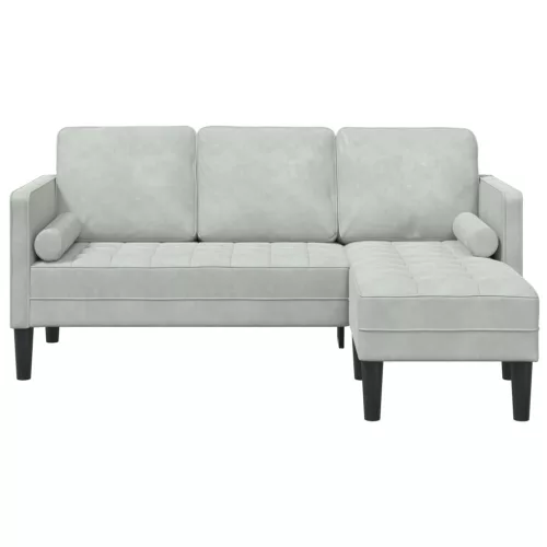  3-Fős Kanapé Chaise L alakú Világosszürke 160 cm Pamut