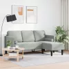  3-Fős Kanapé Chaise L alakú Világosszürke 160 cm Pamut
