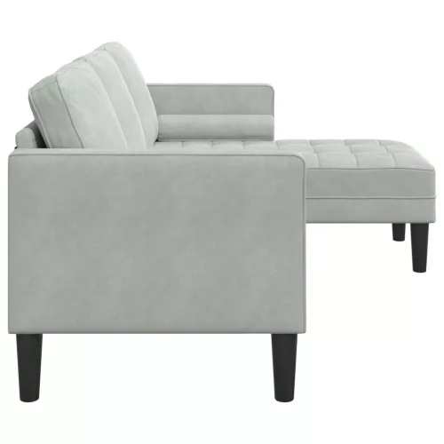  3-Fős Kanapé Chaise L alakú Világosszürke 160 cm Pamut