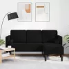  3-fős kanapé chaise longue - L alakú, fekete, 160 cm bársony
