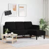  3-fős kanapé chaise longue - L alakú, fekete, 160 cm bársony