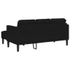  3-fős kanapé chaise longue - L alakú, fekete, 160 cm bársony