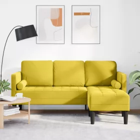  L-alakú Kanapé Sárga 173x131x67 cm Bársony