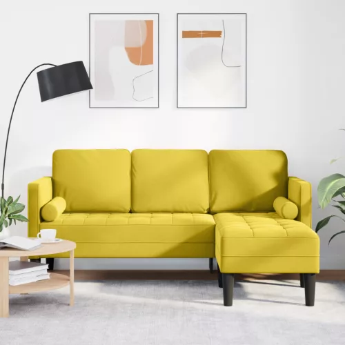  L-alakú Kanapé Sárga 173x131x67 cm Bársony